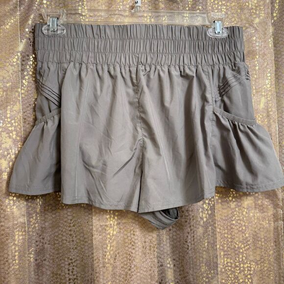 Free People Movement Get Your Flirt On Gym Running Shorts Olive Green Medium - Picture 2 of 6